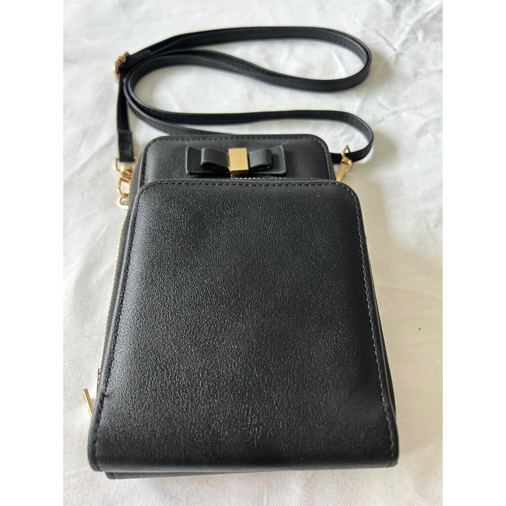 Black Crossbody Bag with Gold Accents